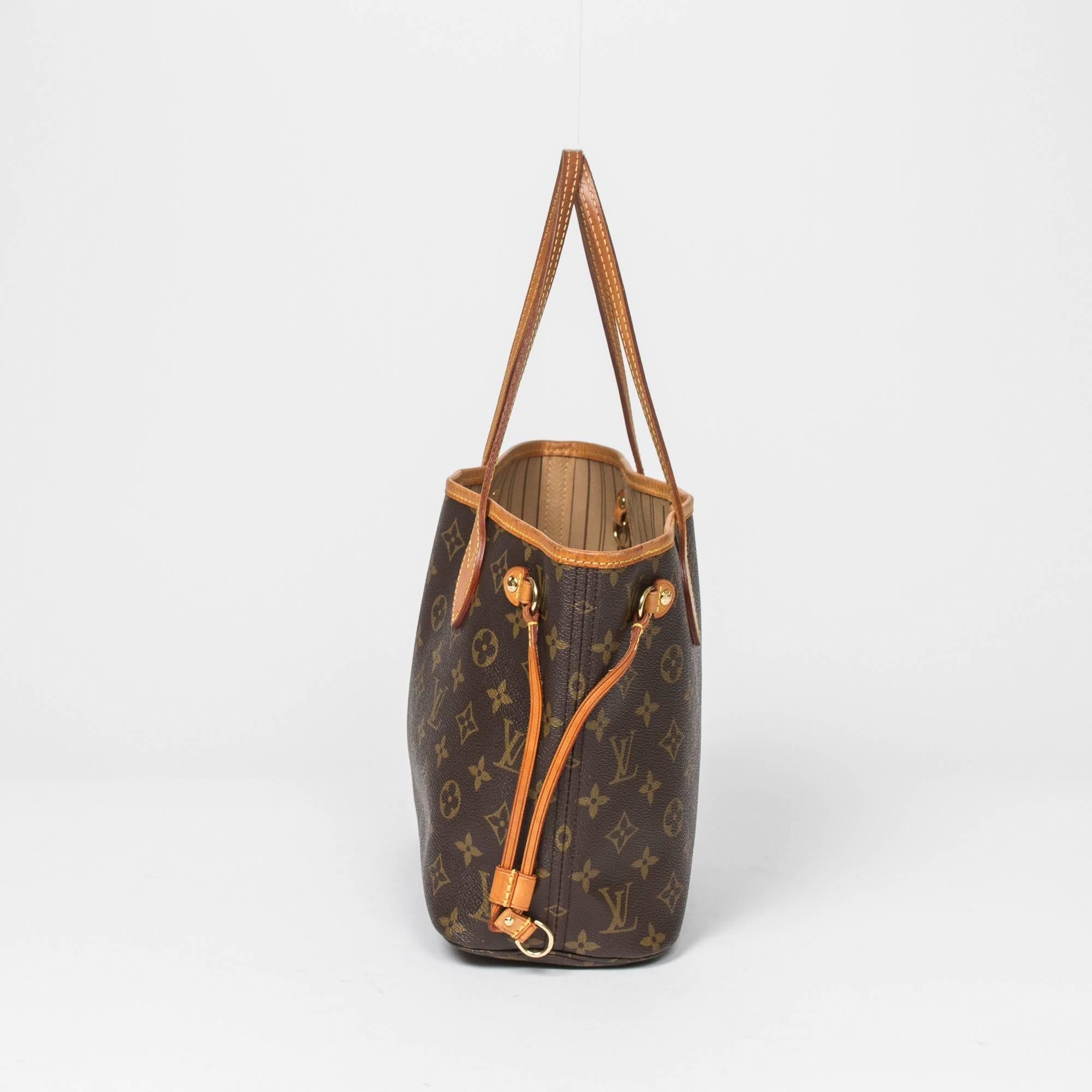 Brown Louis Vuitton Neverfull PM in brown monogram canvas