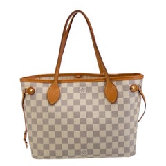 Louis Vuitton Neverfull PM Tote Bag - Damier Azur Whites Canvas, Beige Interior