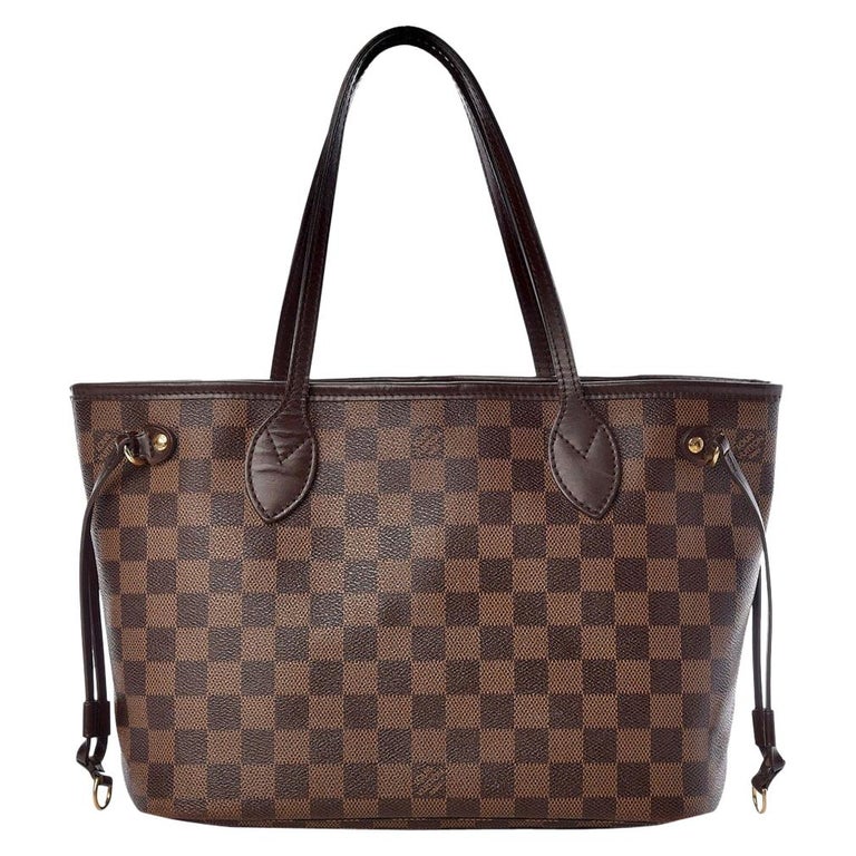 Louis Vuitton Neverfull PM Tote Bag - Damier Ebene   Canvas , Red Interior For Sale