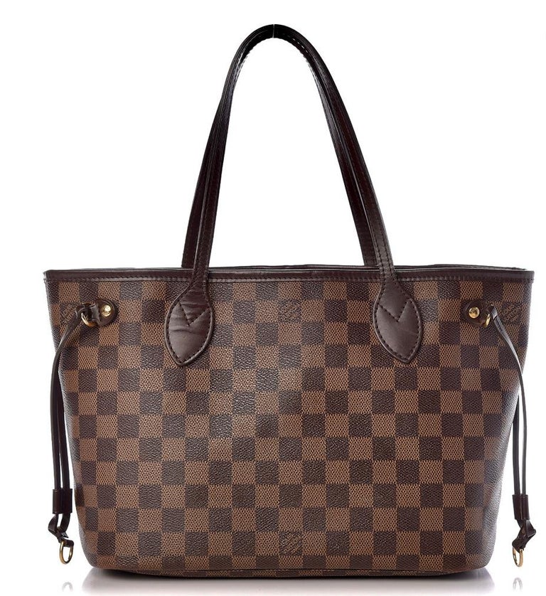 Louis Vuitton Neverfull PM Tote Bag - Damier Ebene Canvas Tote, Red Interior at 1stdibs