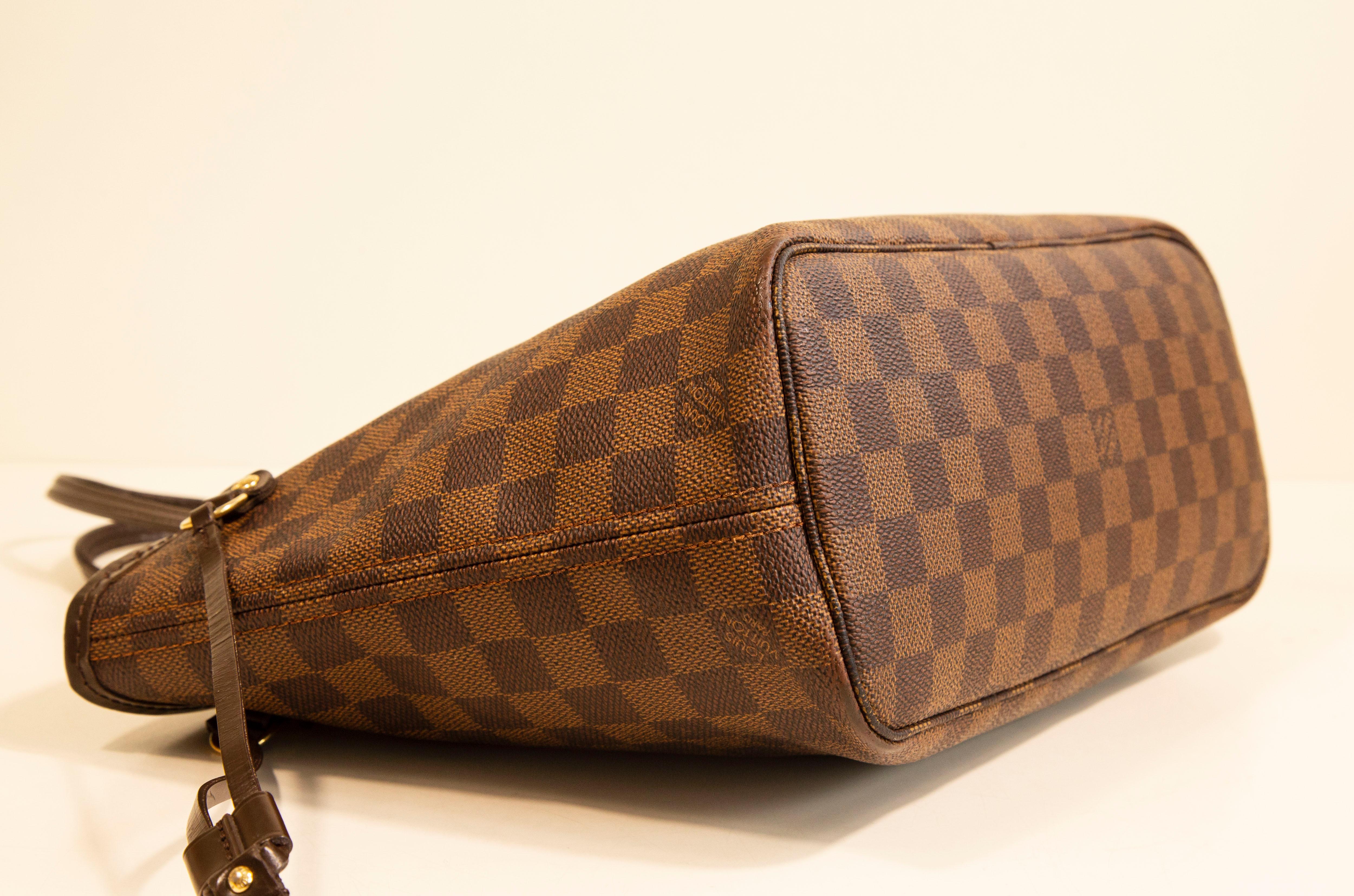 Louis Vuitton Neverfull PM Tote Shoulder Bag in Damier Ebene For Sale 9