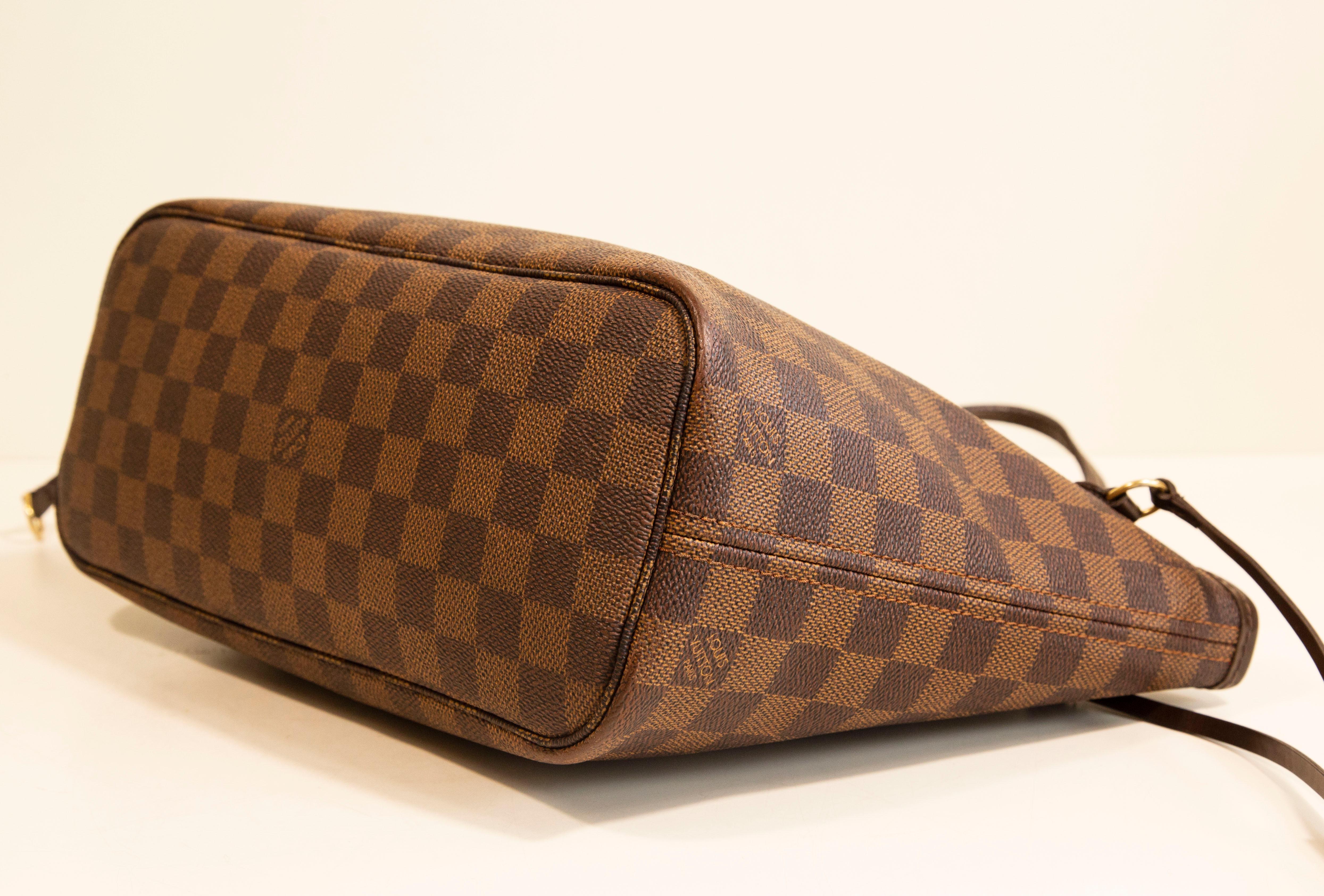 Louis Vuitton Neverfull PM Tote Shoulder Bag in Damier Ebene For Sale 10
