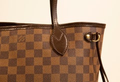 Louis Vuitton Neverfull PM Tote Shoulder Bag in Damier Ebene