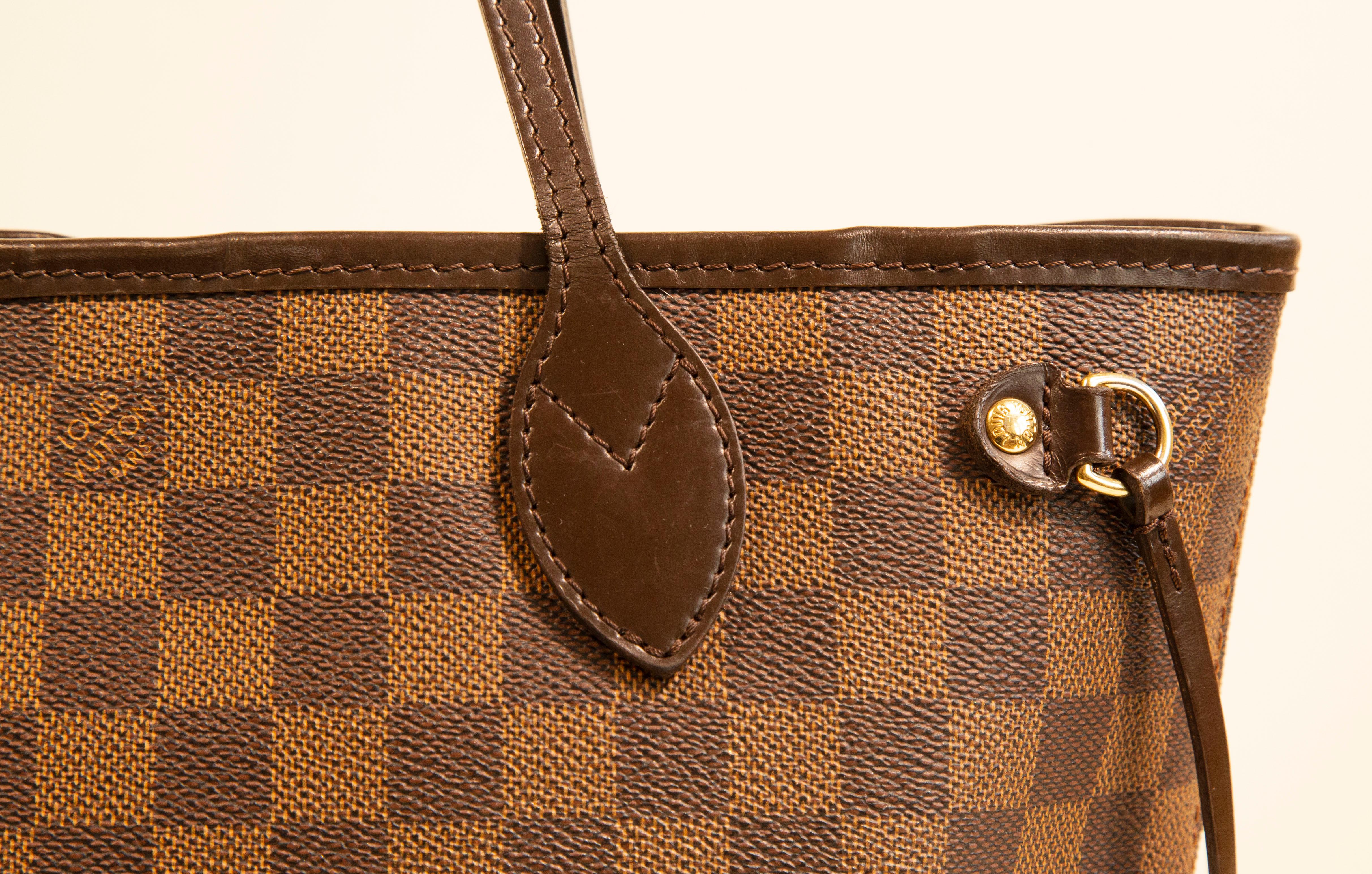Louis Vuitton Neverfull PM Tote Shoulder Bag in Damier Ebene For Sale 1