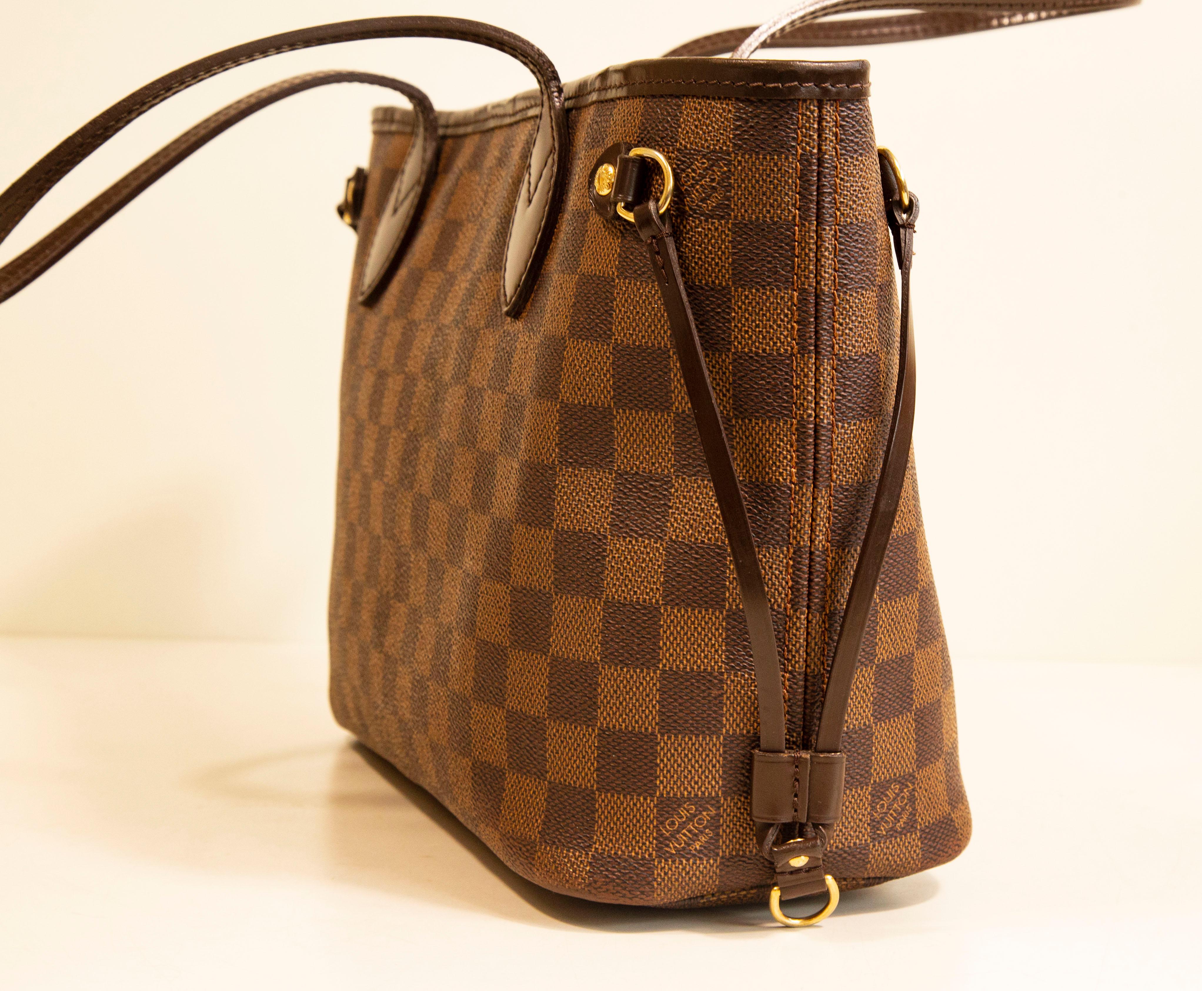 Louis Vuitton Neverfull PM Tote Shoulder Bag in Damier Ebene For Sale 2