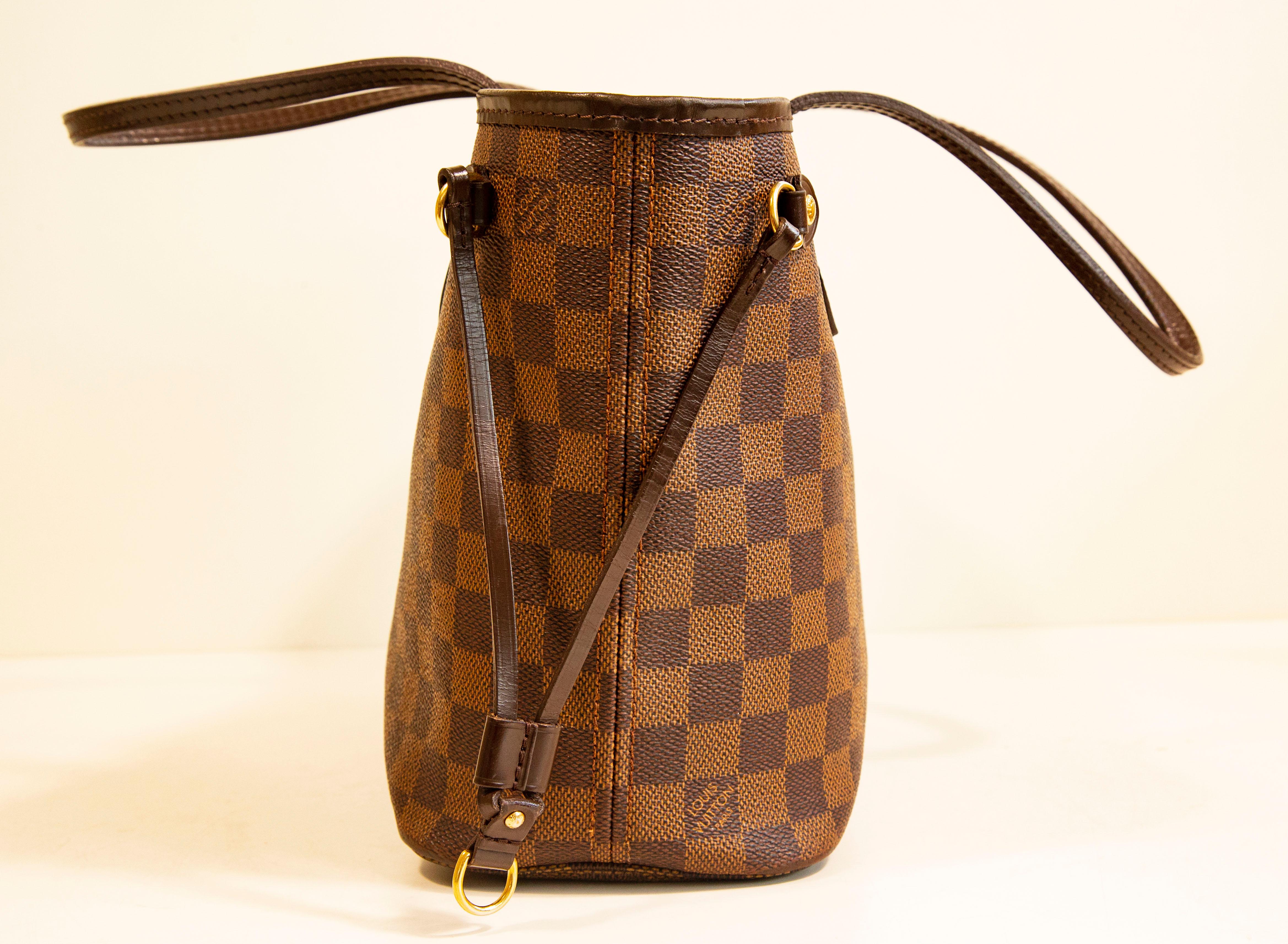 Louis Vuitton Neverfull PM Tote Shoulder Bag in Damier Ebene For Sale 4