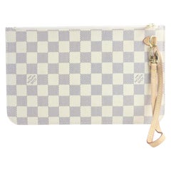 Louis Vuitton Neverfull Pochette Damier 6lr0606 Azur Coated Canvas Wristlet