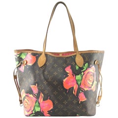 Vintage Louis Vuitton Neverfull Rare  Sprouse Roses Mm 869965 Brown Coated Canvas Tote