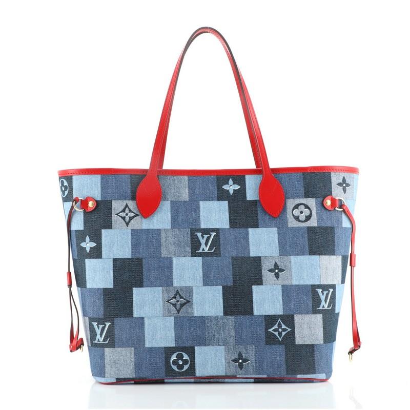Louis Vuitton Neverfull Tote Damier and Monogram Patchwork Denim MM In Good Condition In NY, NY