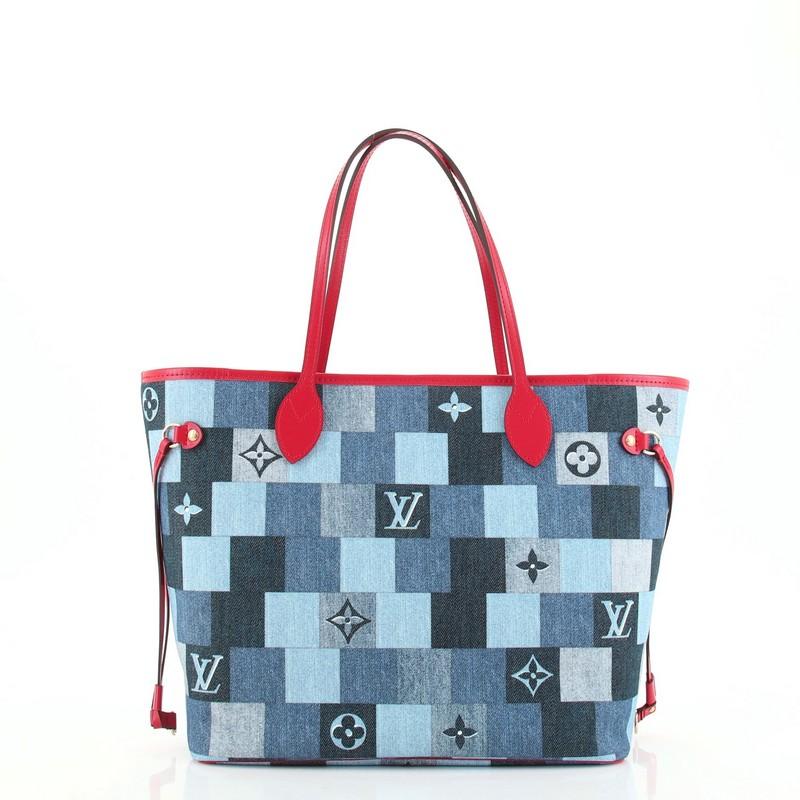 Louis Vuitton Neverfull Tote Damier and Monogram Patchwork Denim MM In Good Condition In NY, NY