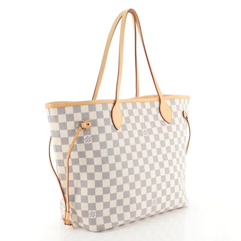 Beige Louis Vuitton Neverfull Tote Damier MM 