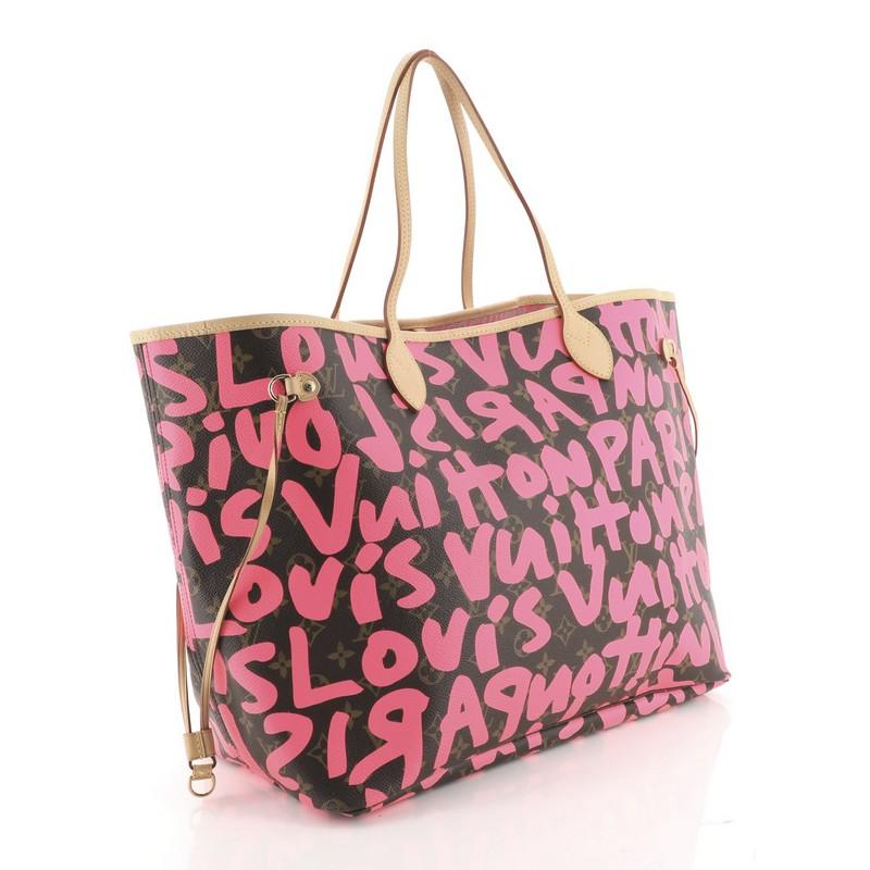 Pink Louis Vuitton Neverfull Tote Limited Edition Monogram Graffiti GM