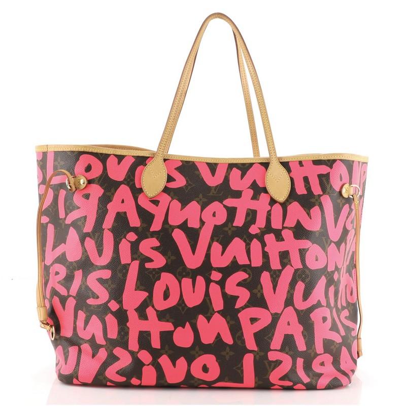 Pink Louis Vuitton Neverfull Tote Limited Edition Monogram Graffiti GM