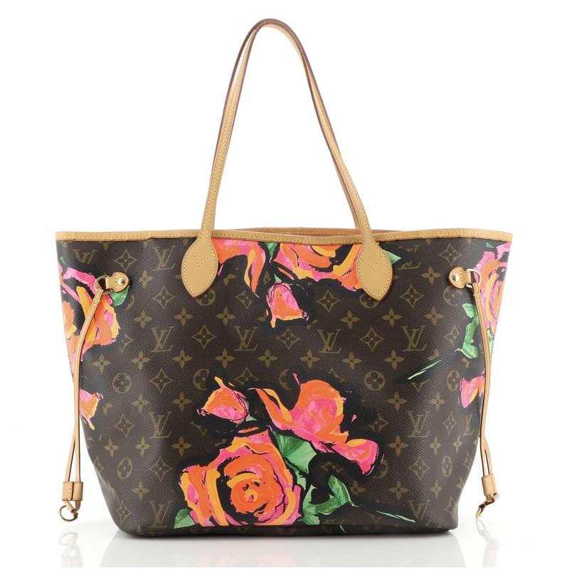 Black Louis Vuitton Neverfull Tote Limited Edition Monogram Roses MM