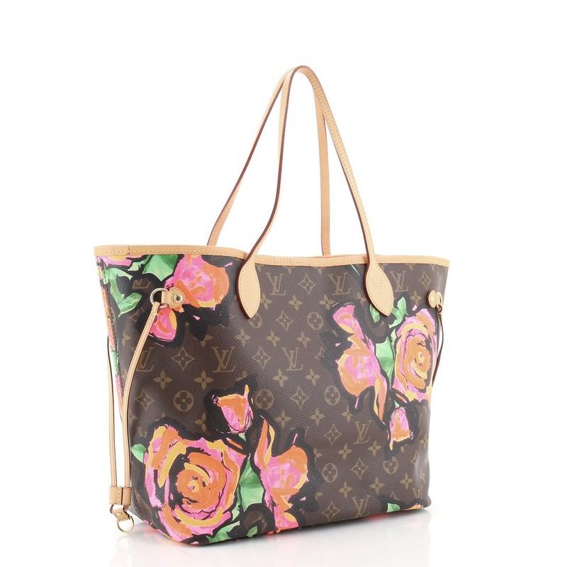Gray Louis Vuitton Neverfull Tote Limited Edition Monogram Roses MM