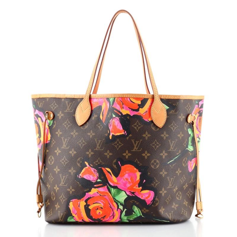 Brown Louis Vuitton Neverfull Tote Limited Edition Monogram Roses MM