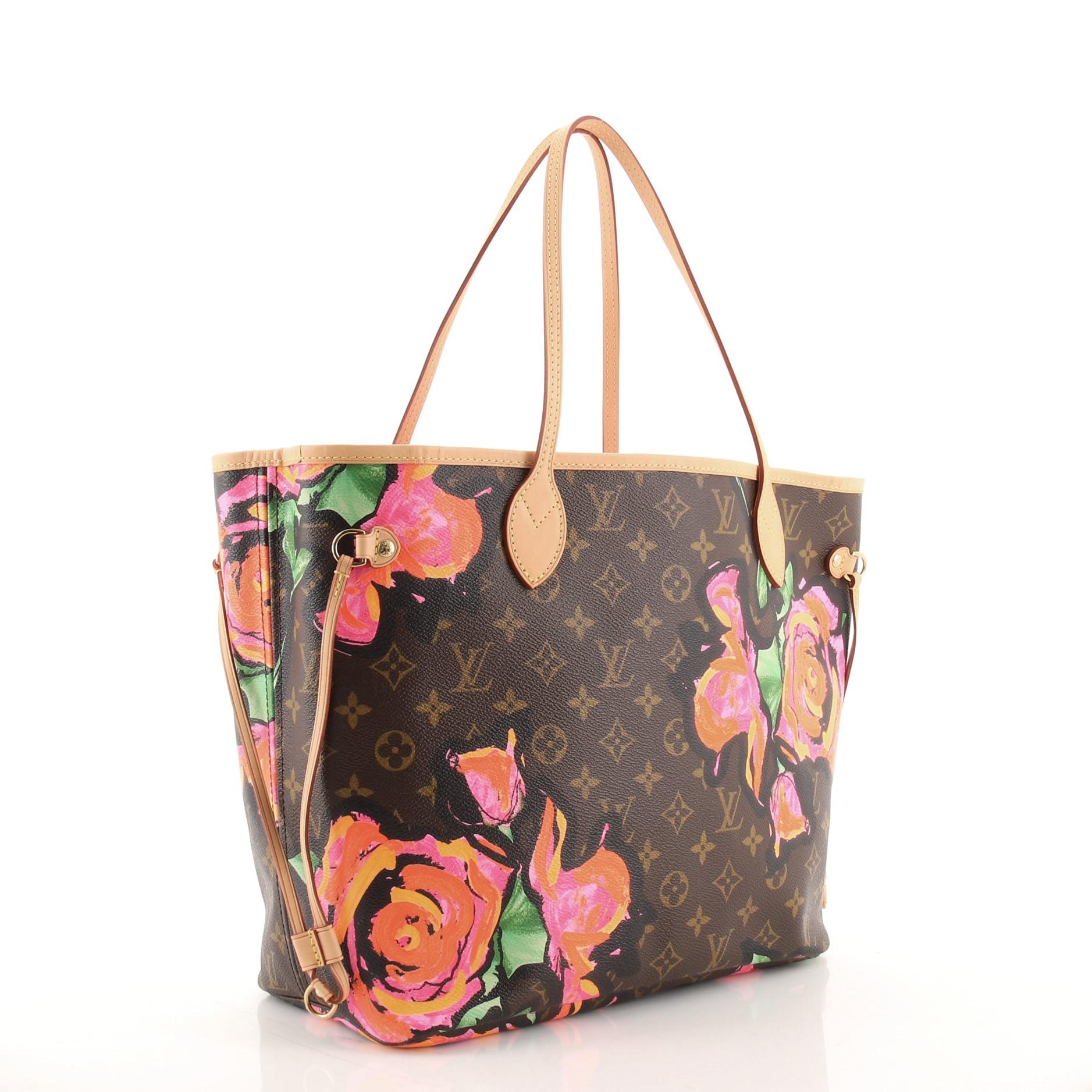 Black Louis Vuitton Neverfull Tote Limited Edition Monogram Roses MM