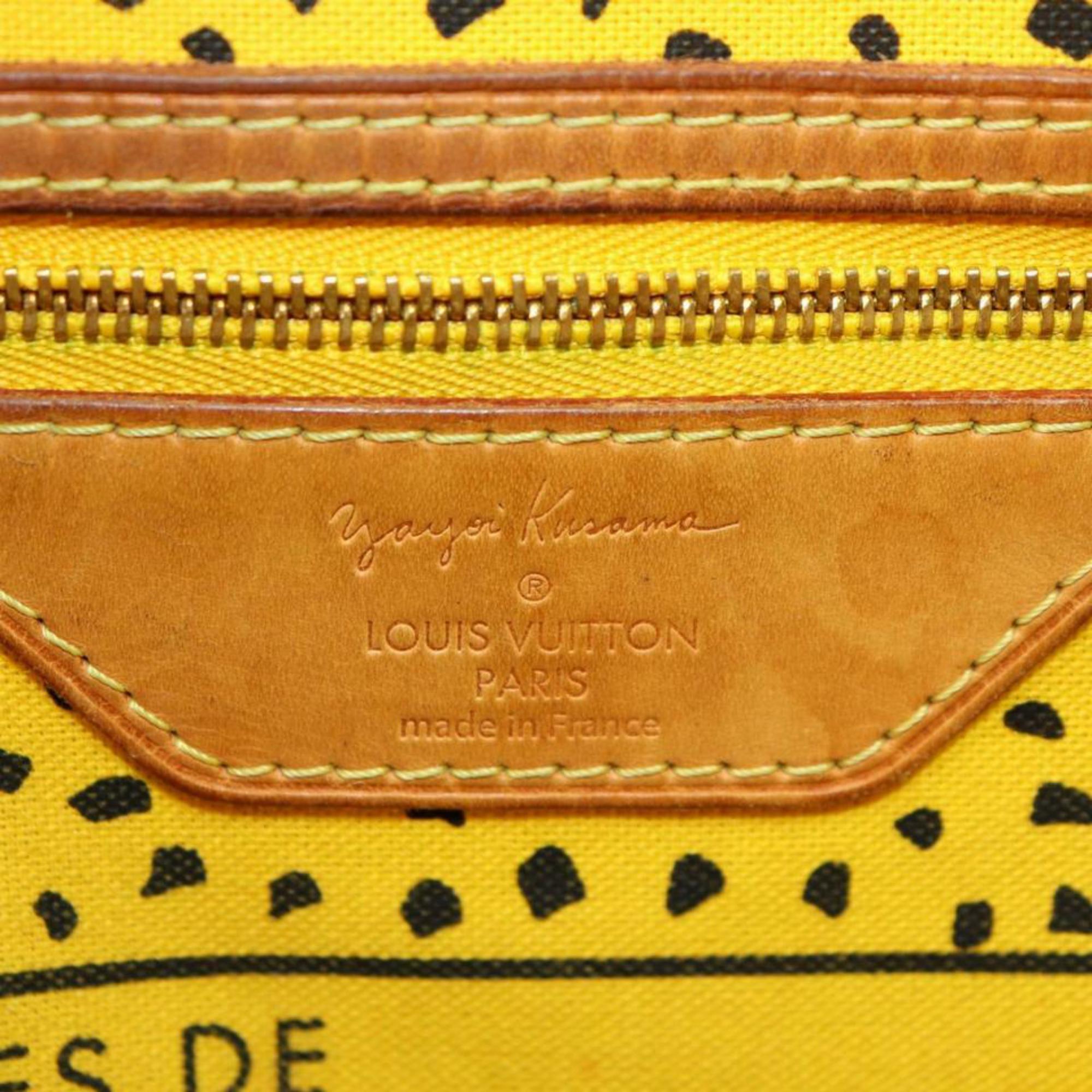 Louis Vuitton Neverfull Yayoi Dots Mm Tote 870588 Yellow Canvas Shoulder Bag For Sale 7
