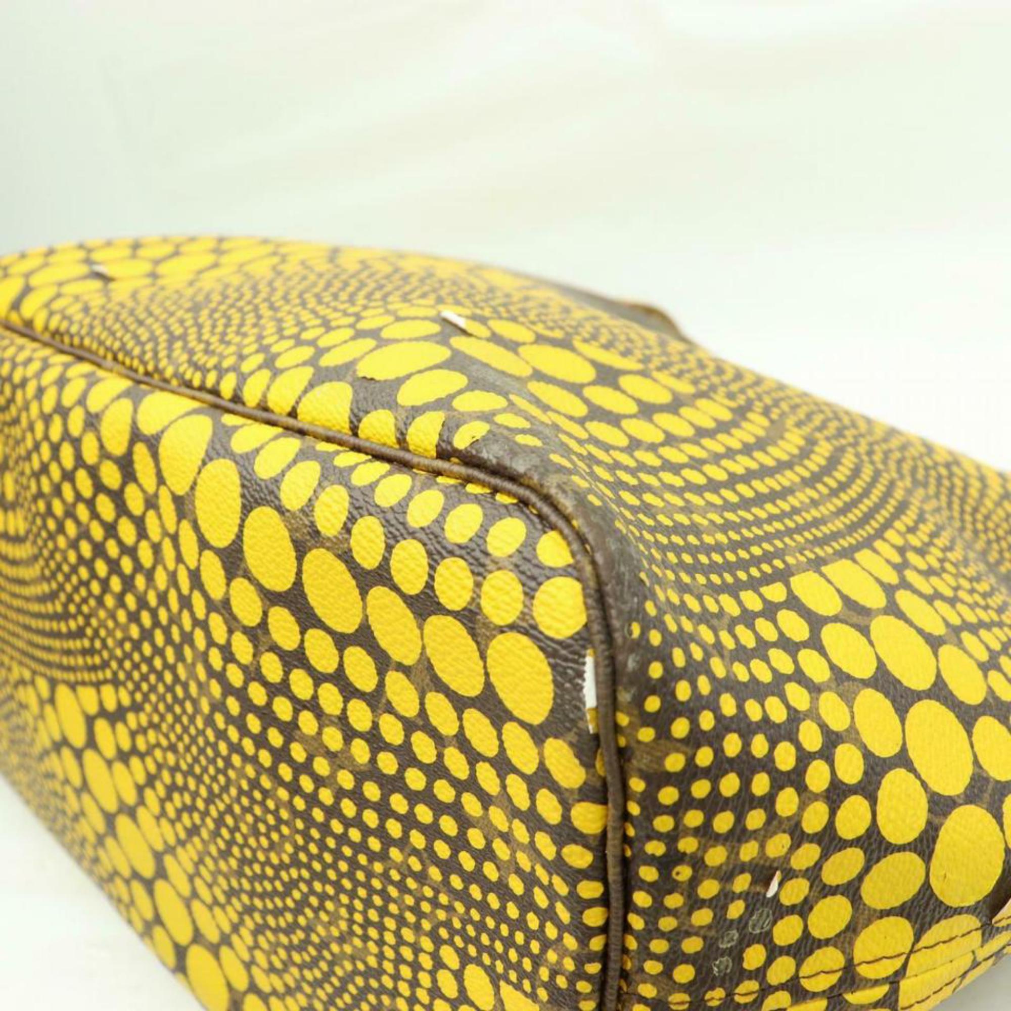 Louis Vuitton Neverfull Yayoi Dots Mm Tote 870588 Yellow Canvas Shoulder Bag For Sale 2