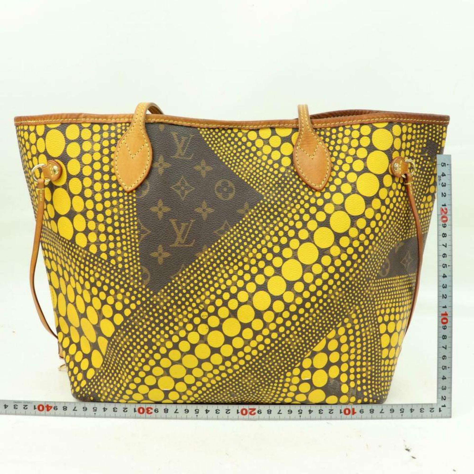 Louis Vuitton Neverfull Yayoi Dots Mm Tote 870588 Yellow Canvas Shoulder Bag For Sale 5