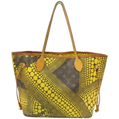 Louis Vuitton Neverfull Yayoi Dots Mm Tote 870588 Yellow Canvas Shoulder Bag