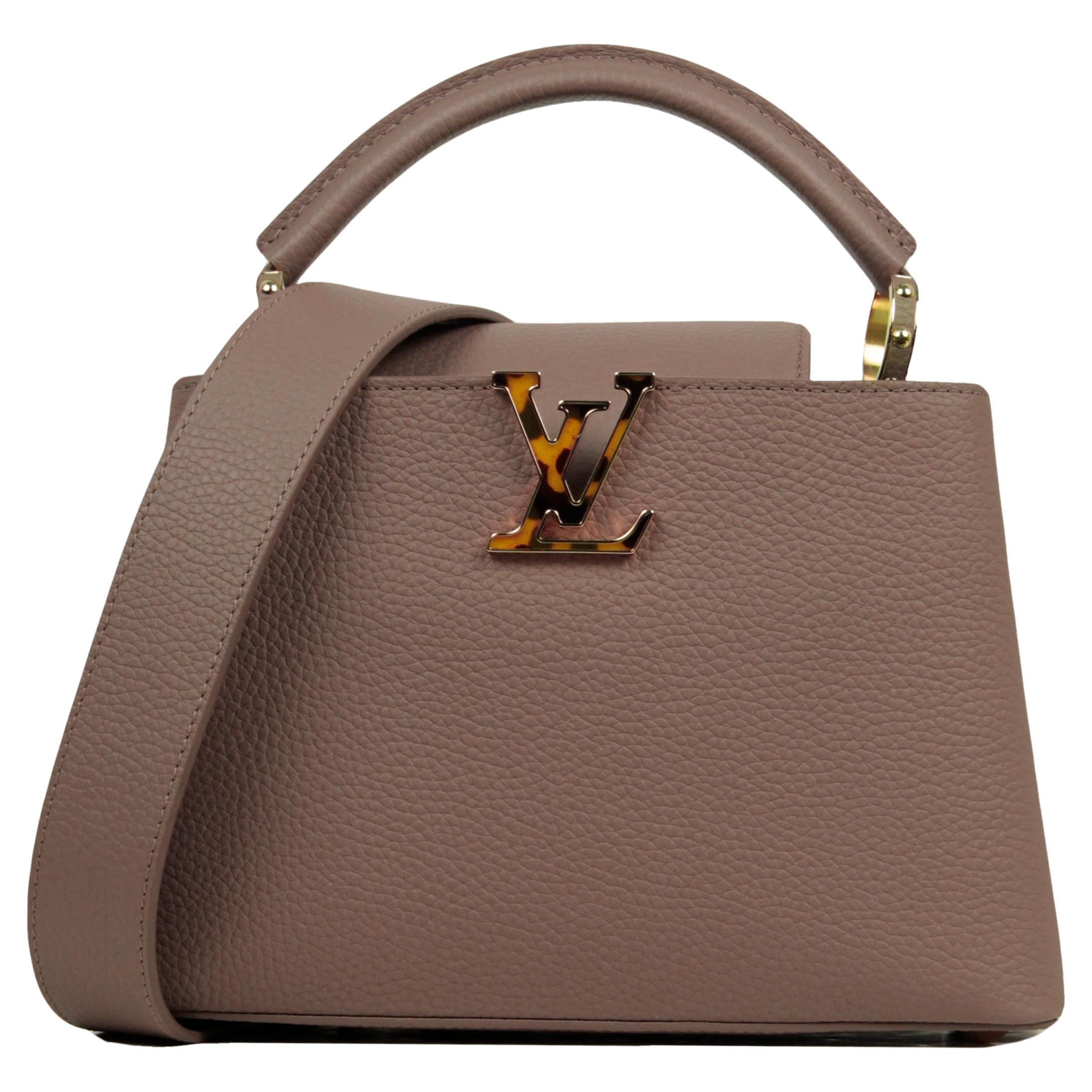 Louis Vuitton NEW 2021 Taupe Grey Taurillon Leather Capucines BB Bag