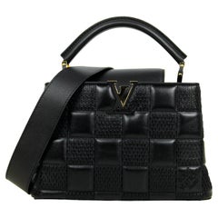 Louis Vuitton NEW Black Lambskin Leather Quilted Capucines BB Crossbody Bag