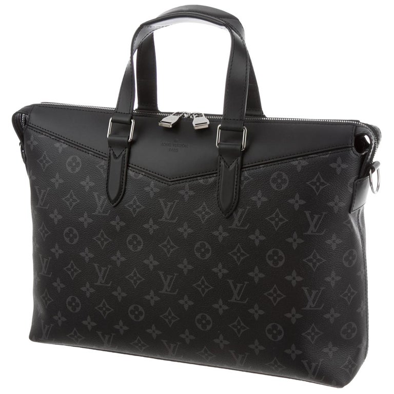 Louis Vuitton NEW Black Mono Men&#39;s Women&#39;s Top Handle Business Satchel Bag w/Box at 1stdibs