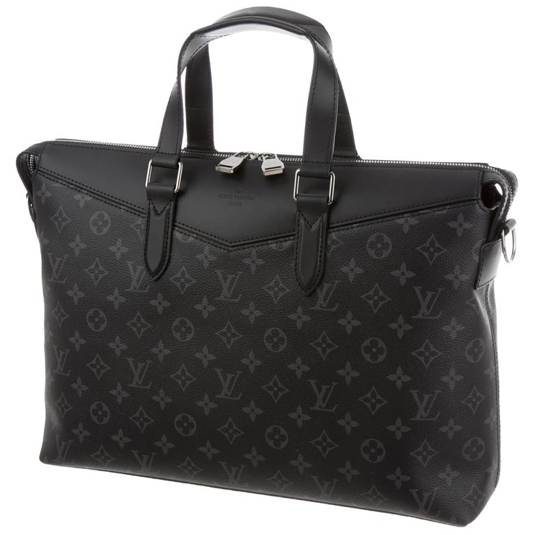 Louis Vuitton NEW Black Mono Men's Women's Top Handle Business Satchel ...