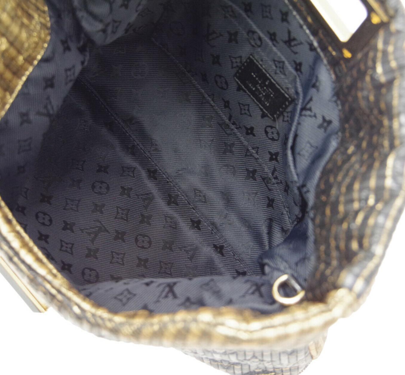 Women's Louis Vuitton NEW Black Monogram Leather Gold Fold Envelope Evening Clutch Bag