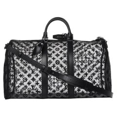Louis Vuitton NEW Black Monogram Mesh Large Carryall Weekender Duffle Men's Bag