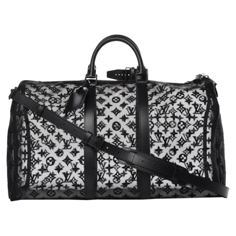 Louis Vuitton NEW Black Monogram Mesh Large Carryall Weekender Duffle Men&#39;s Bag For Sale at 1stdibs