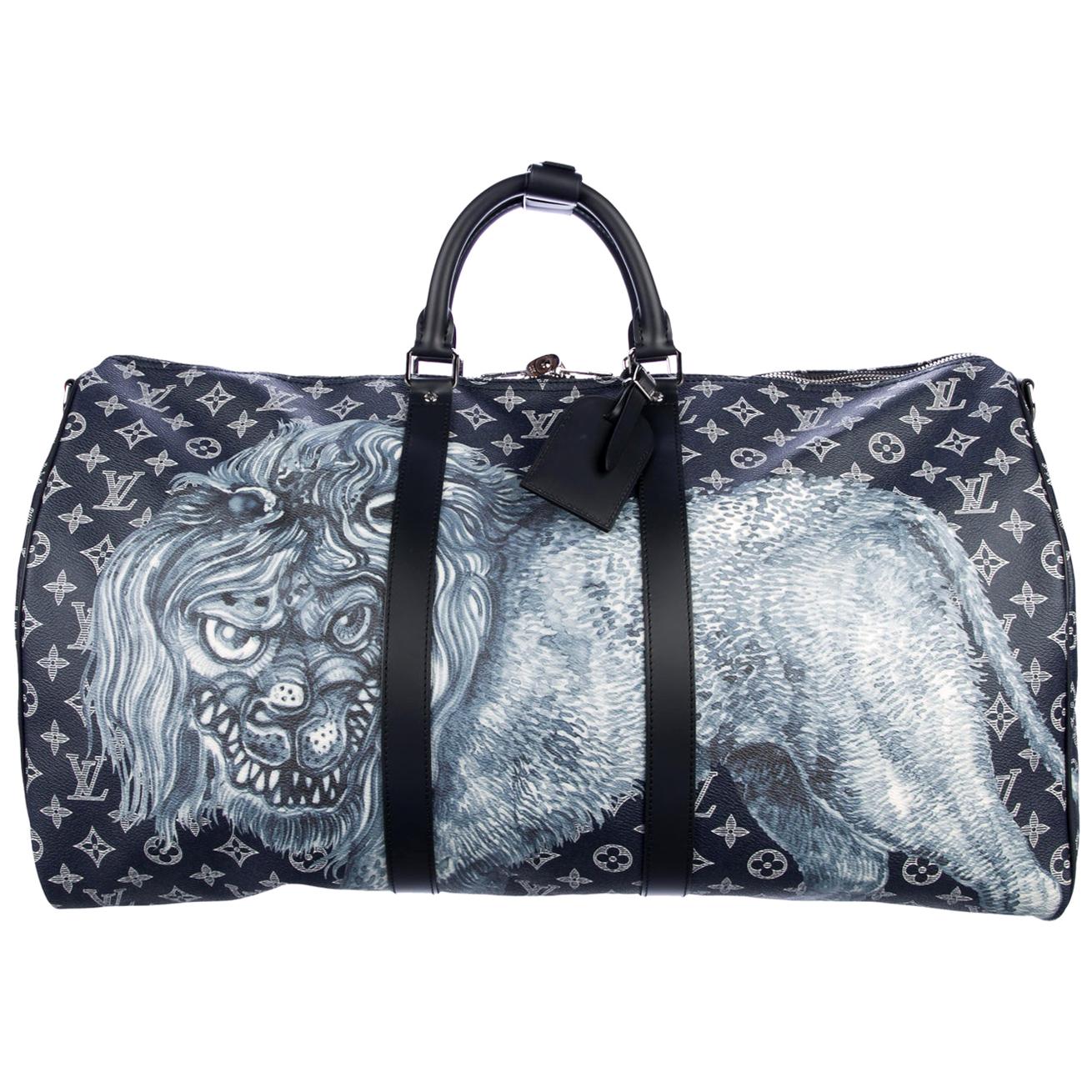 Louis Vuitton NEW Monogram Blue Silver Top Handle Men's Travel