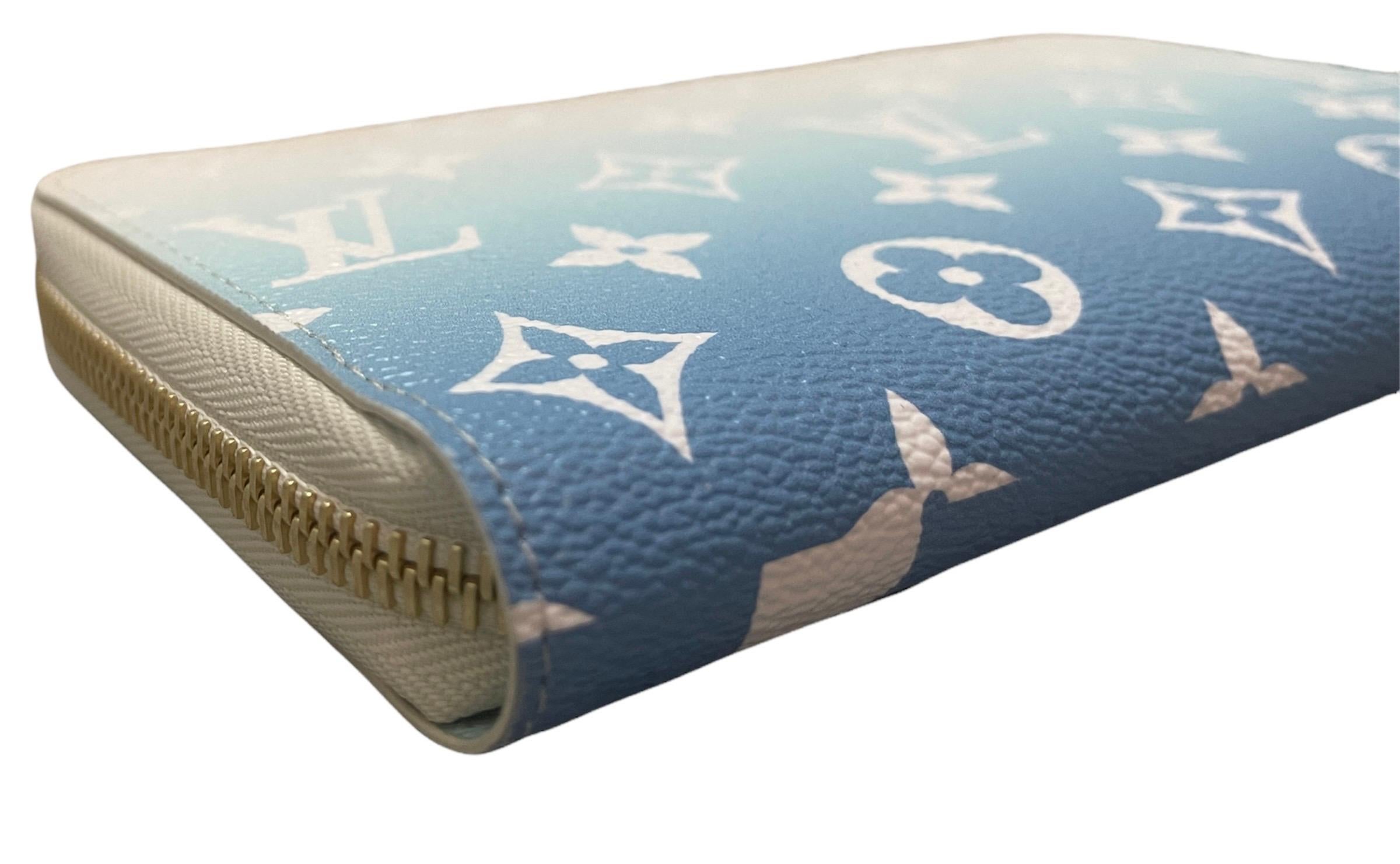 Gray Louis Vuitton NEW Blue Monogram Giant By The Pool Zippy Wallet