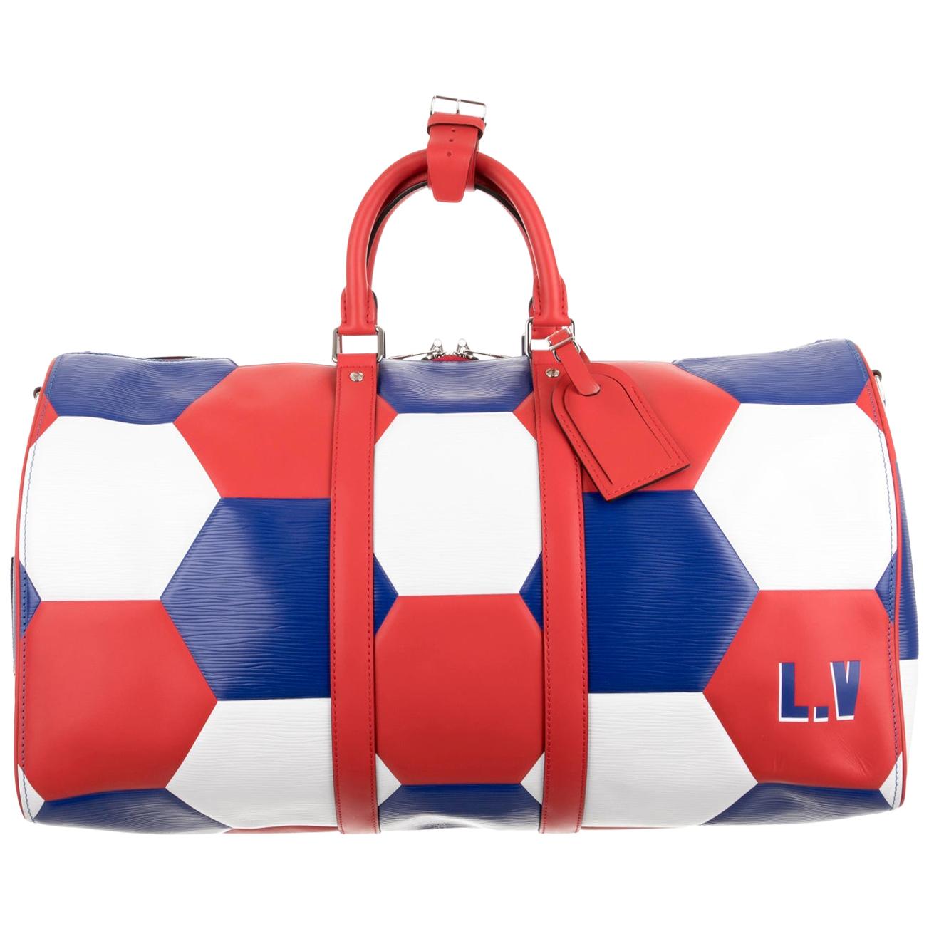 Louis Vuitton NEW Blue Red White Large Carryall Weekender Duffle Men's Bag