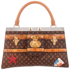 Louis Vuitton NEW Brown Cognac Trunk Top Handle Kelly Style