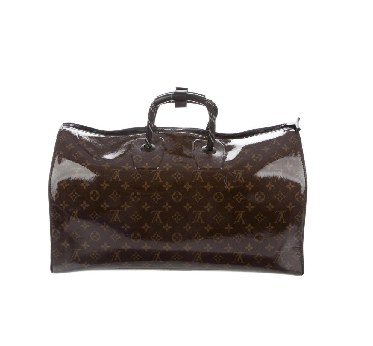 Black Louis Vuitton NEW Brown Mono Glaze Men's Carryall Travel Weekender Duffle Bag
