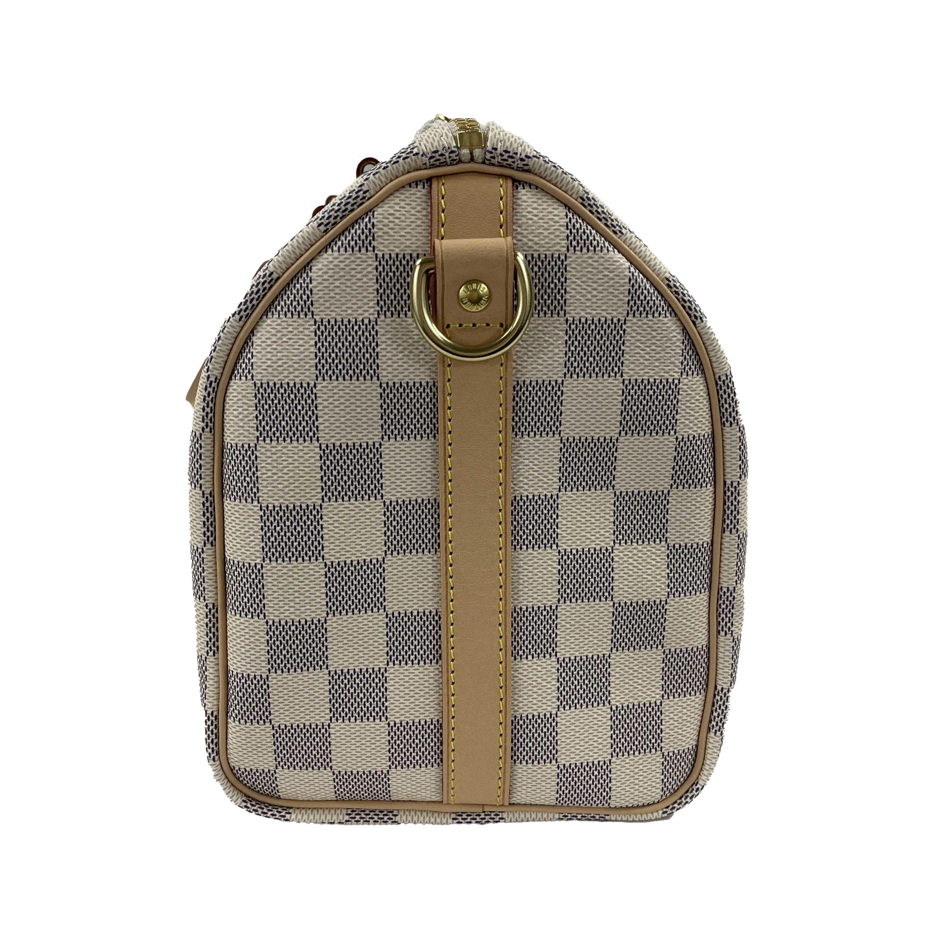Louis Vuitton New Damier Azur Speedy 25 Bandouliere Top Handle Bag w/ Strap 2