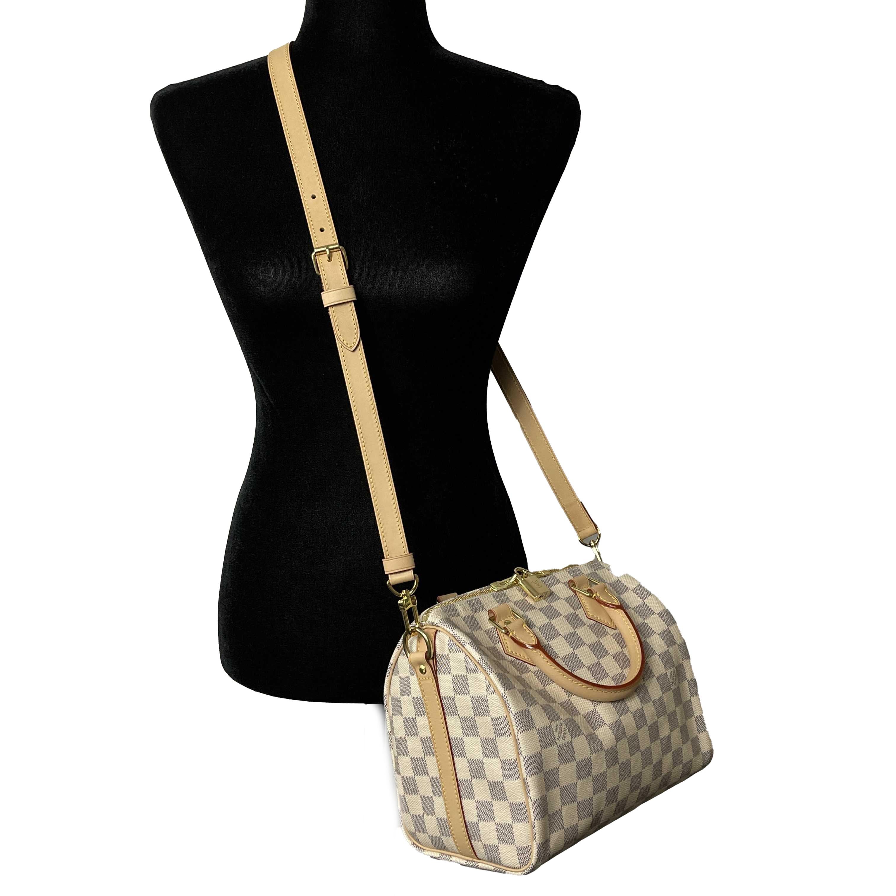 Louis Vuitton New Damier Azur Speedy 25 Bandouliere Top Handle Bag w/ Strap 4