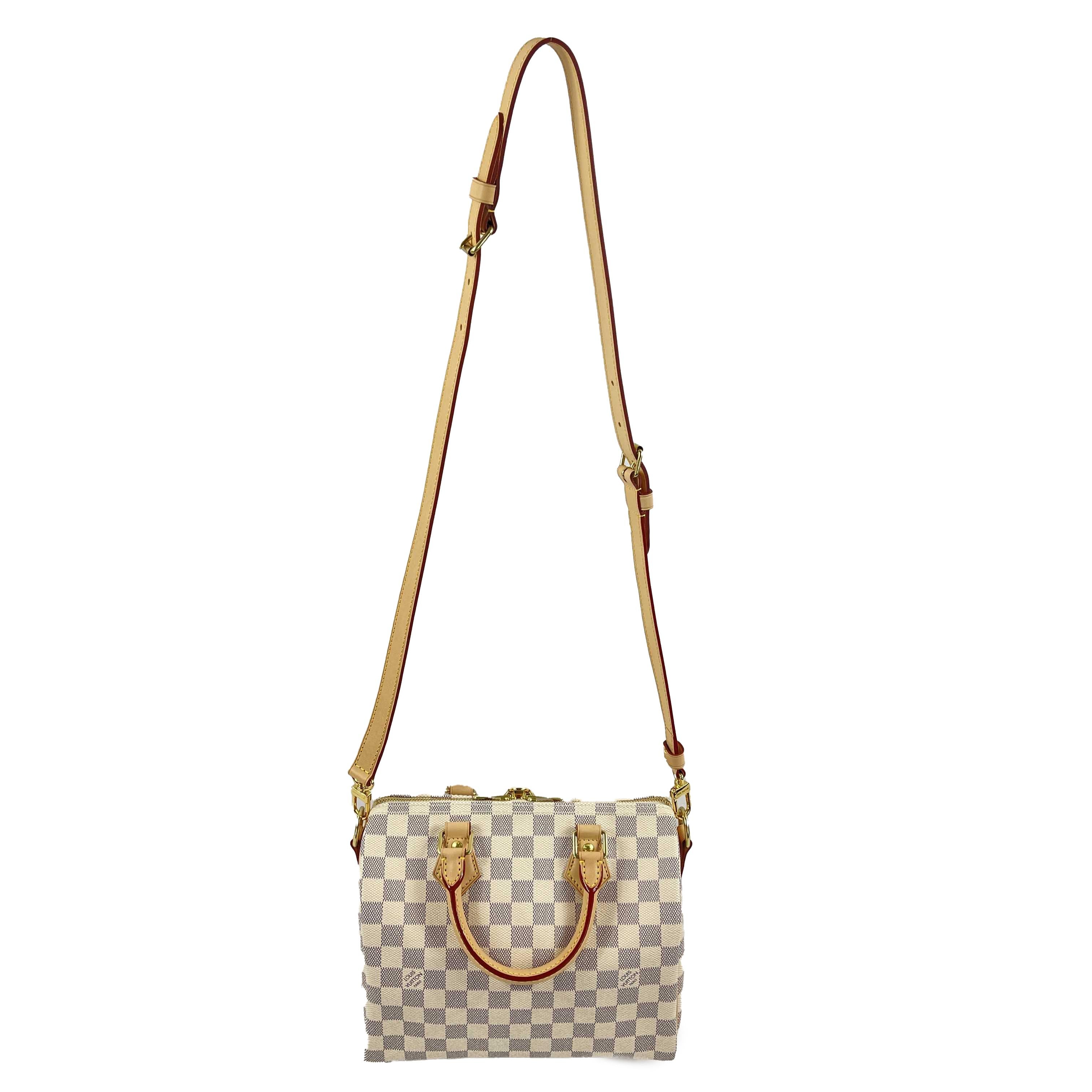 Louis Vuitton New Damier Azur Speedy 25 Bandouliere Top Handle Bag w/ Strap 1