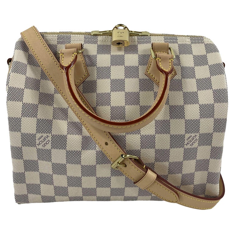Louis Vuitton New Damier Azur Speedy 25 Bandouliere Top Handle Bag w/ Strap  For Sale at 1stDibs