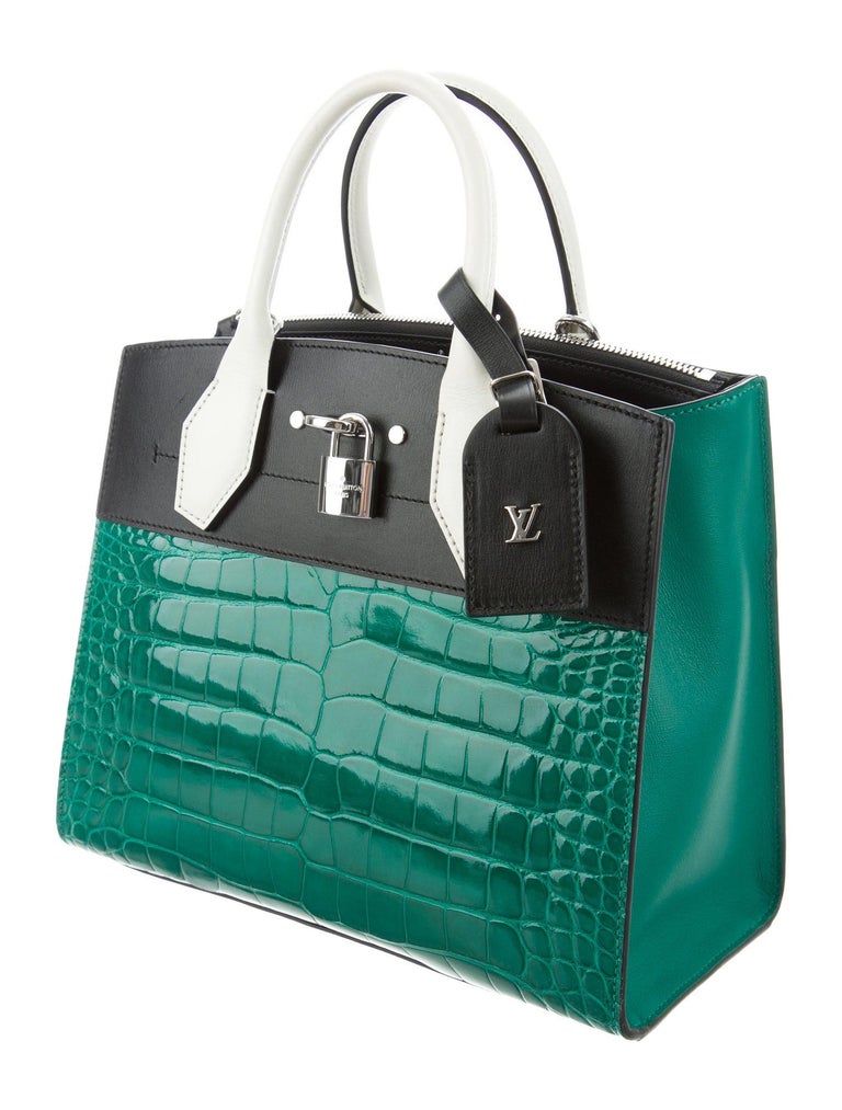Louis Vuitton NEW Green White Black Alligator Exotic Skin Top Handle Satchel Bag For Sale at 1stdibs