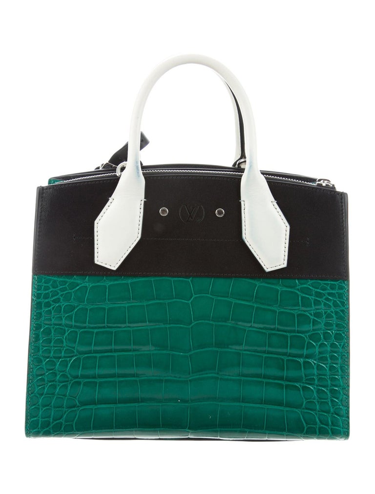 Louis Vuitton NEW Green White Black Alligator Exotic Skin Top Handle Satchel Bag For Sale at 1stdibs