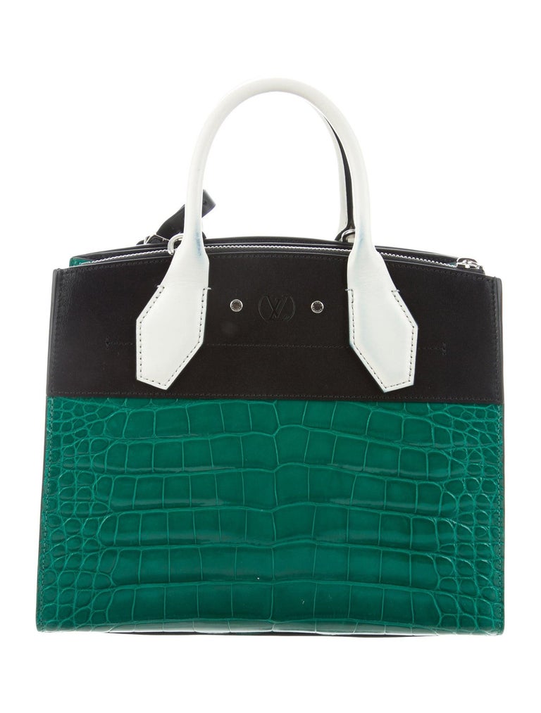 Louis Vuitton NEW Green White Black Alligator Exotic Skin Top Handle