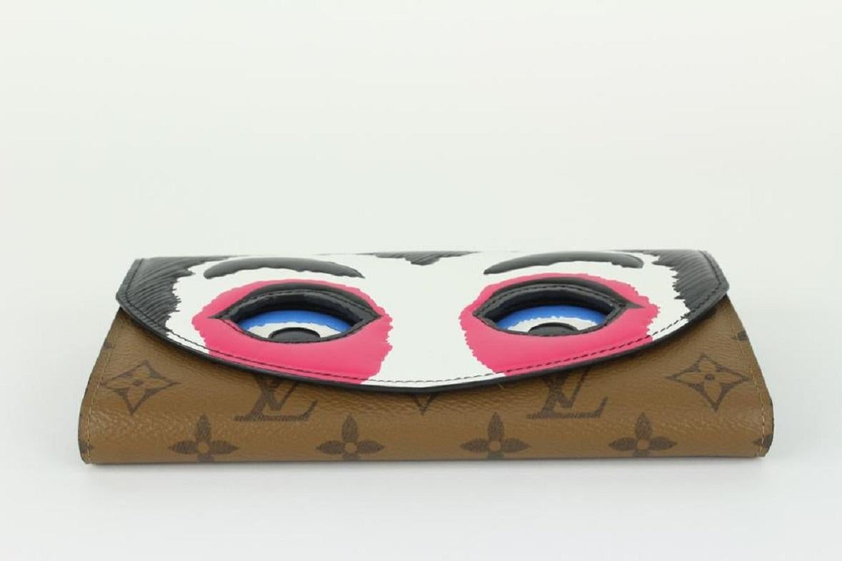 Pink Louis Vuitton New in Box Kansai Mongram Reverse Geisha Kabuki Sarah Wallet For Sale