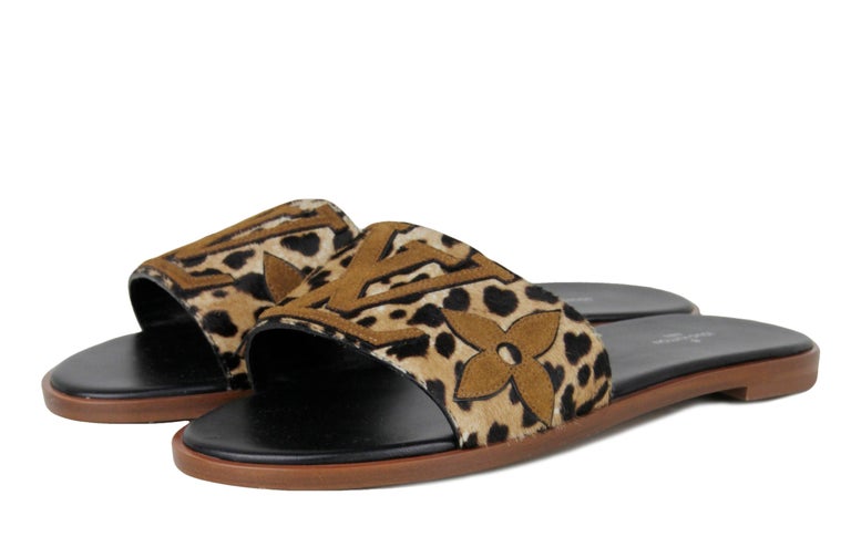 Louis Vuitton Leopard Skin Men's Slide Leather Slippers