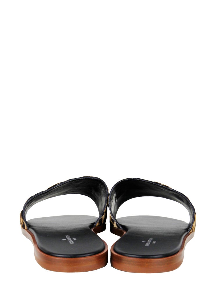 Louis Vuitton NEW Leopard Print Calf Hair Lock It Logo Flat Slide Sandals  sz 39 at 1stDibs