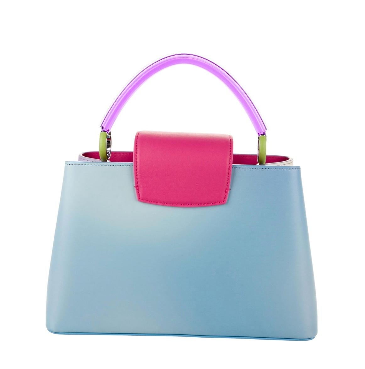 Beige Louis Vuitton NEW Limited Edition Pink Multi Top Handle Satchel Shoulder Bag