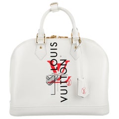 Louis Vuitton NEW Limited Edition White Red Leather Top Handle Satchel Tote Bag
