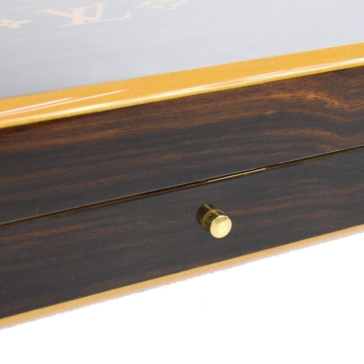 Louis Vuitton NEW Men's Brown Wooden Gold Logo Cigar Storage Case in Box 1